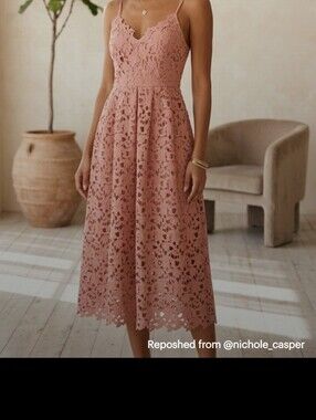 Astr Pink Lace Midi Dress
